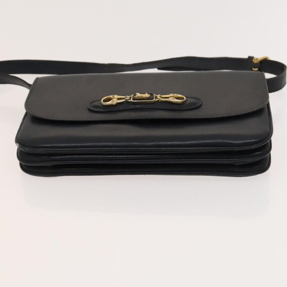 CELINE Shoulder Bag Leather Navy Gold Auth - Picture 6 of 16